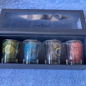 Lucky Brand - Set of 4 clover bottom assorted Shot glasses